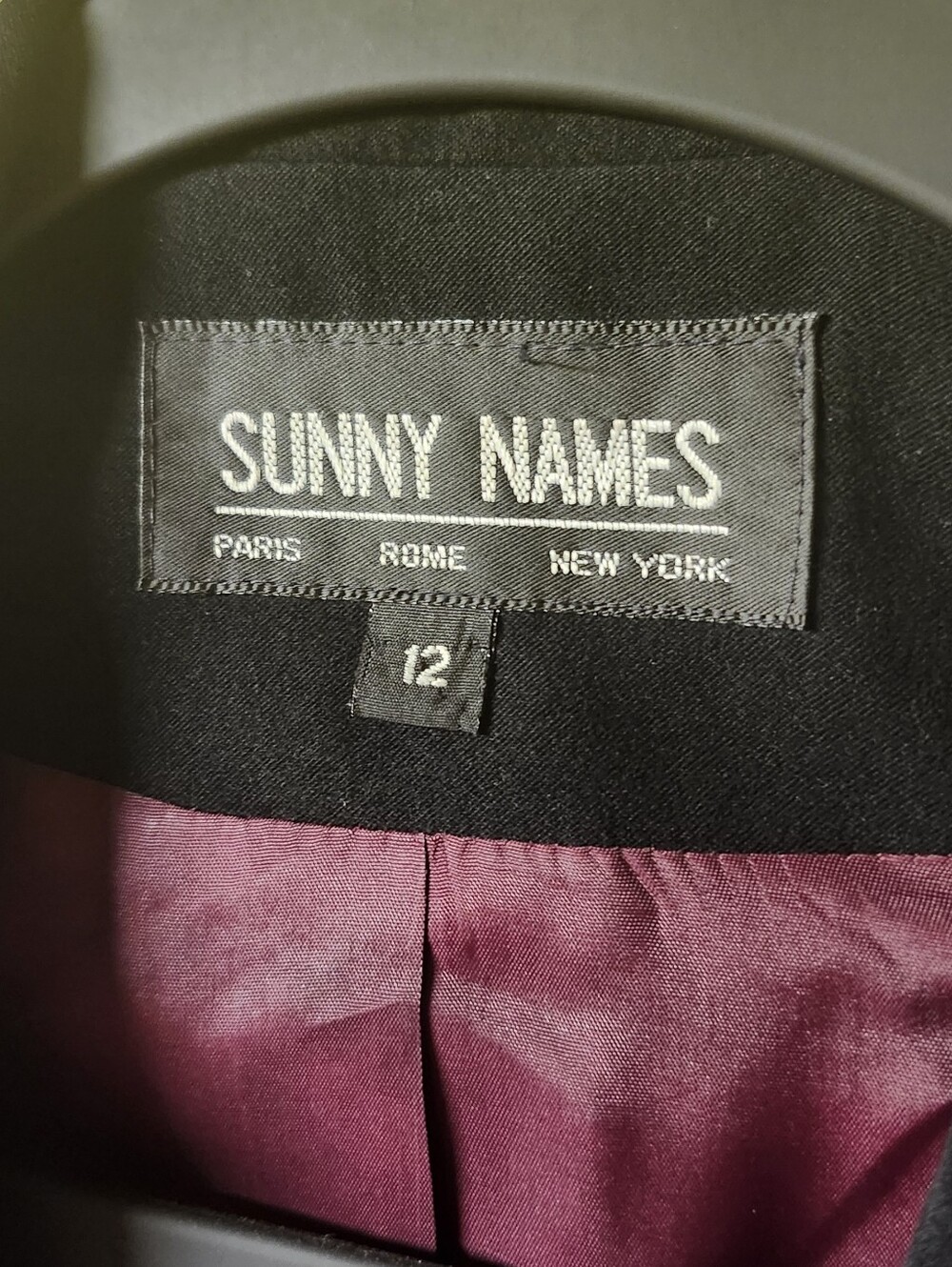Vintage "Sunny Names" Black Button-Down Blazer Jacket, Sz 12 - Picture 4 of 7